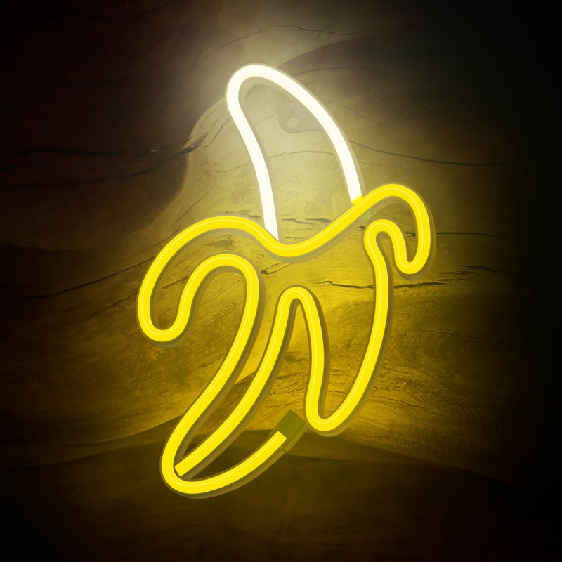 led wall neon banana colore giallo e bianco caldo connettore usb dimensioni 196 x 20 x 285