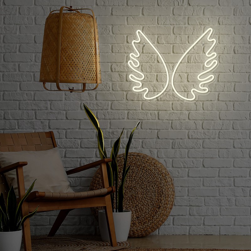 led wall neon ali angelo colore bianco caldo connettore usb dimensioni 
395 x 16 x 325