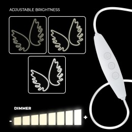 led wall neon ali angelo colore bianco caldo connettore usb dimensioni 
395 x 16 x 325