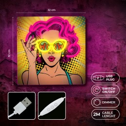 led wall neon women multicolor connettore usb con regolatore di intensita' dimensioni 320 x 18 x 320