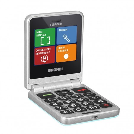 Brondi Flipper telefono cellulare dual sim,Flip attivo.Torcia, Bluetooth,display 2.4"
Vivavoce e vibrazione