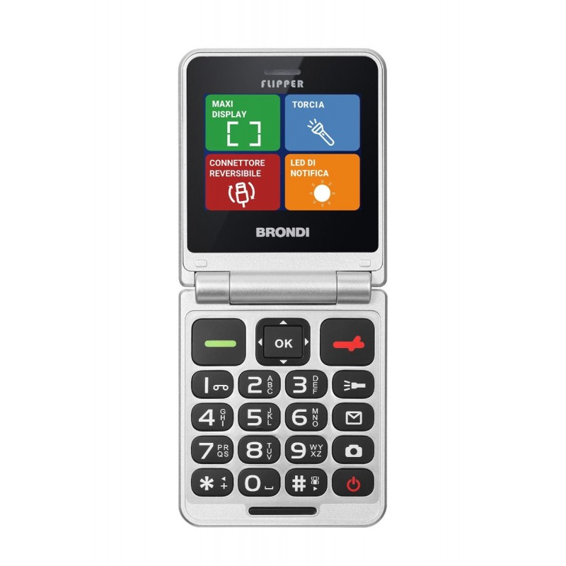 Brondi Flipper telefono cellulare dual sim,Flip attivo.Torcia, Bluetooth,display 2.4"
Vivavoce e vibrazione