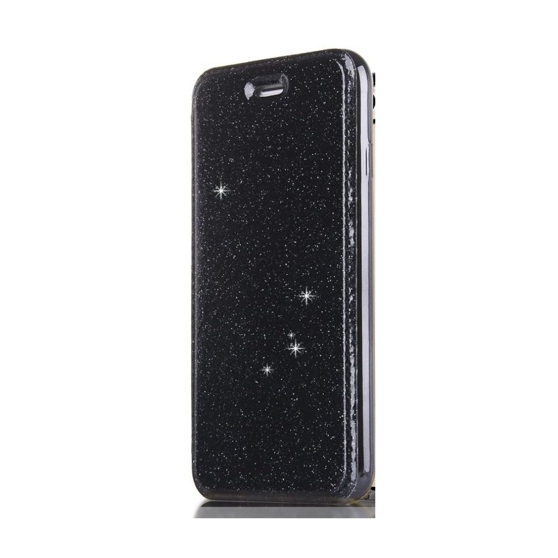 book iphone 7 / 8 plus con porta carte di credito chiusura magnetica black glitter