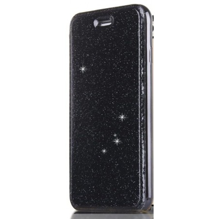 book iphone 7 / 8 plus con porta carte di credito chiusura magnetica black glitter