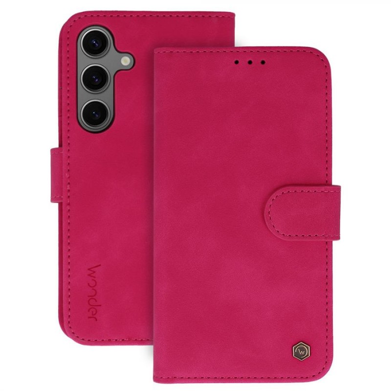 custodia a libro samsung a26 con porta carte di credito chiusura magnetica fucsia