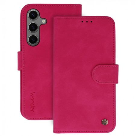 custodia a libro samsung a26 con porta carte di credito chiusura magnetica fucsia