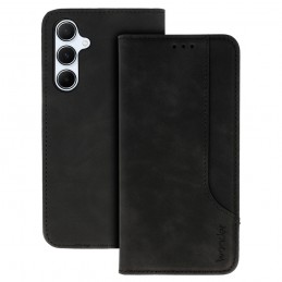 custodia a libro samsung a55 con porta carte di credito chiusura magnetica nera