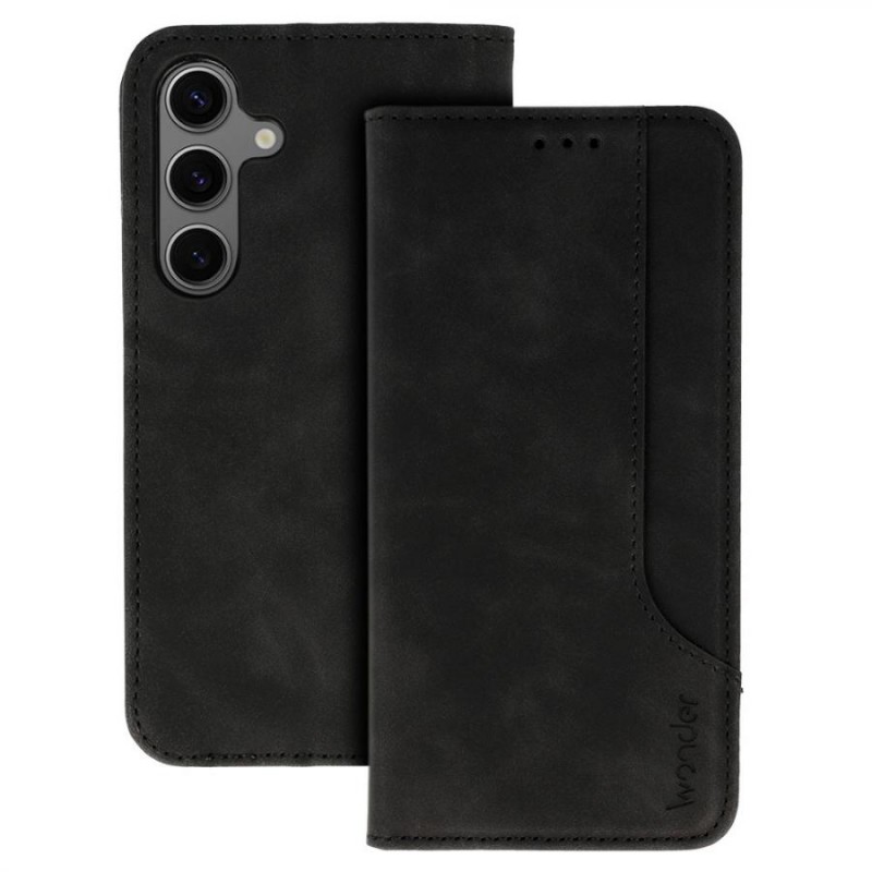 custodia a libro samsung a26 con porta carte di credito chiusura magnetica nera
