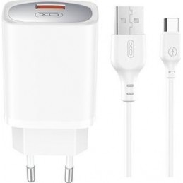 caricabatterie 18w usb +  cavo usb-c bianco