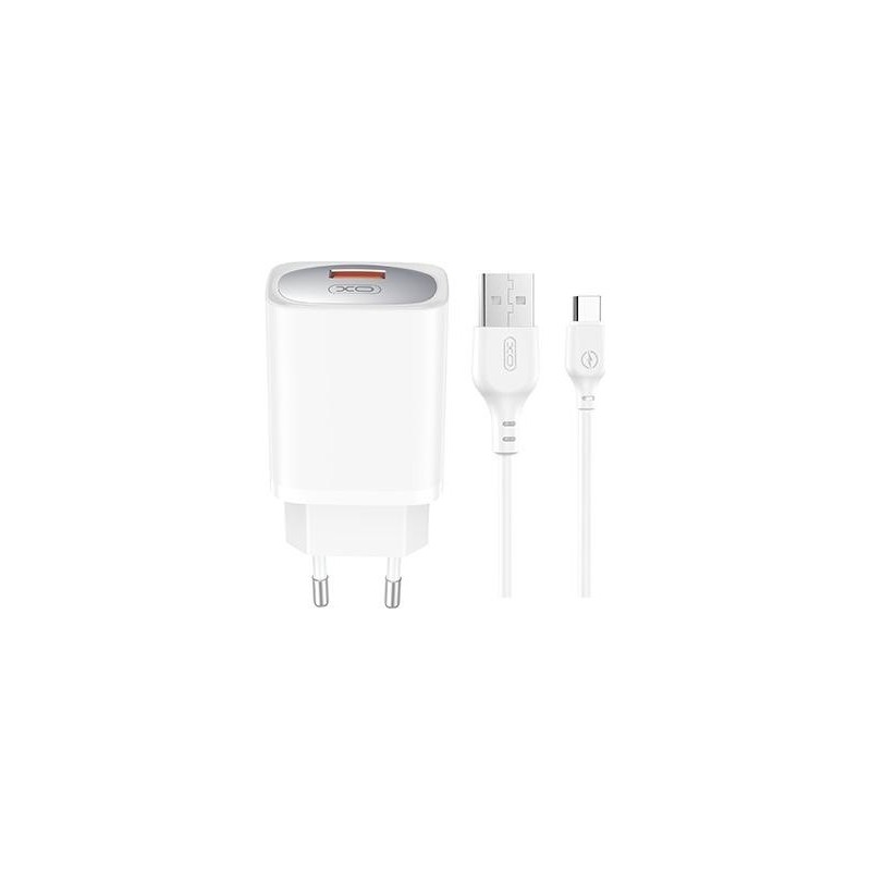 caricabatterie 18w usb +  cavo usb-c bianco