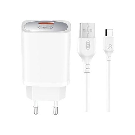 caricabatterie 18w usb +  cavo usb-c bianco
