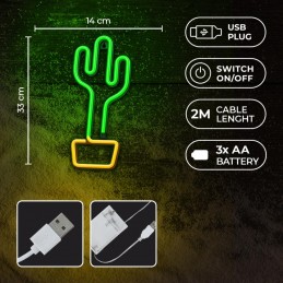 led wall cactus colore verde connettore usb dimensioni 170 x 20 x 235 mm
