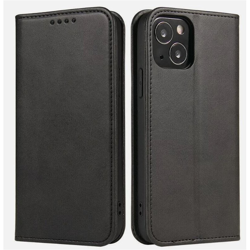 custodia a libro iphone 16 con porta carte di credito chiusura magnetica nera