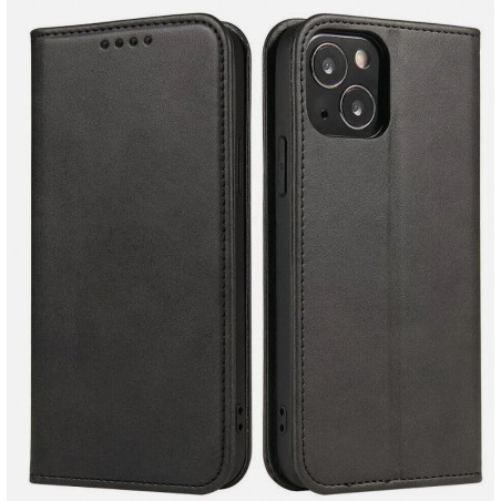 custodia a libro iphone 16 con porta carte di credito chiusura magnetica nera