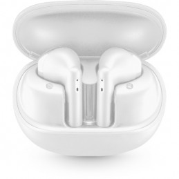 auricolare vivavoce bluetooth doppio  con base di ricarica bianco