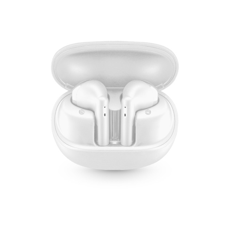 auricolare vivavoce bluetooth doppio  con base di ricarica bianco