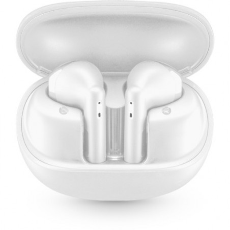 auricolare vivavoce bluetooth doppio  con base di ricarica bianco