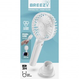 mini ventilatore (9,5x20cm) Breezy Bianco ricaricabile