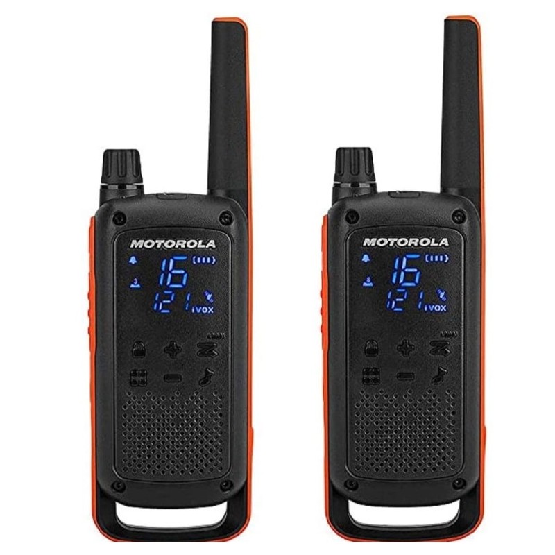Motorola T82 PACK, fino a 10 km, PMR446, 16 canali + 121 codici privacy, Micro USB, jack da 2,5 mm, VOX, display LED, 20 toni di