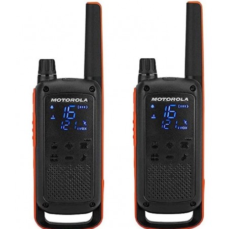 Motorola T82 PACK, fino a 10 km, PMR446, 16 canali + 121 codici privacy, Micro USB, jack da 2,5 mm, VOX, display LED, 20 toni di