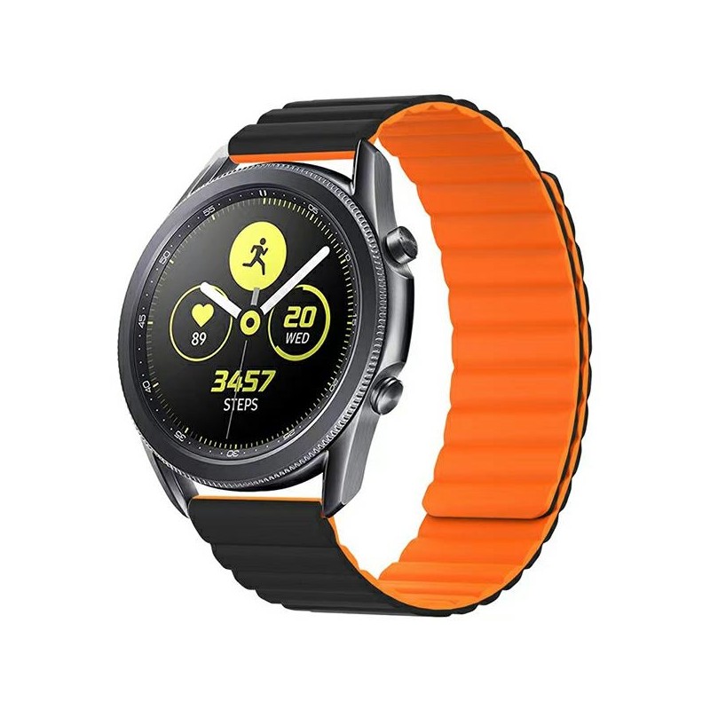 cinturino smartwatch universale 20mm orange-black magnetico