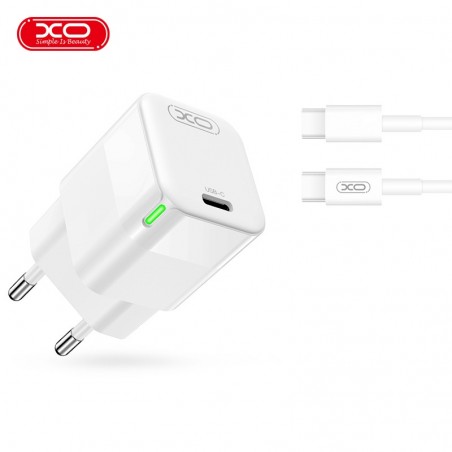 caricabatterie GAN 30w usb-c + cavo usb-c bianco