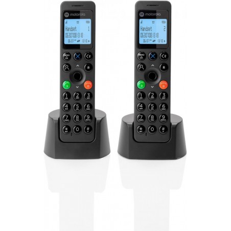 DOT202 Twin Pack, Telefono Cordless Digitale, Altoparlante Vivavoce, Blocco Chiamate, 100 Contatti con Nome e Rubrica, Nero