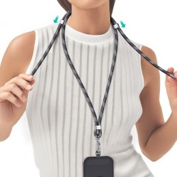 laccio portatelefono universale da collo grigio/grigio 160cm diametro 8mm
