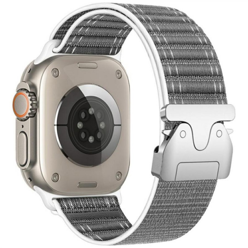 cinturino apple watch nylon intrecciato regolabile grigio 34-40-41 mm