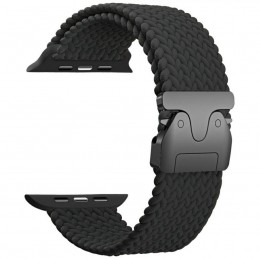 cinturino apple watch nylon intrecciato regolabile nero 42/44/45/49 mm