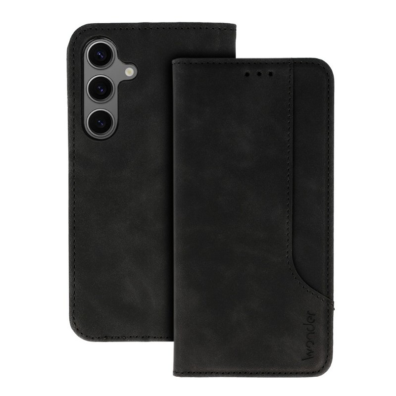 custodia a libro samsung a17 con porta carte di credito chiusura magnetica nera