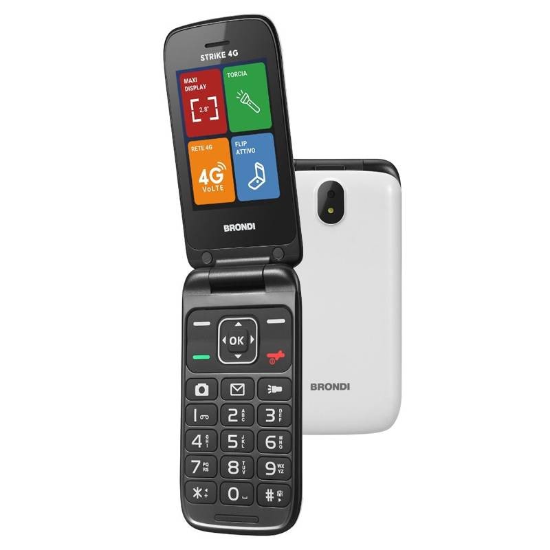 Brondi Strike 4G bianco, torcia, fotocamera, flip attivo,bluetooth