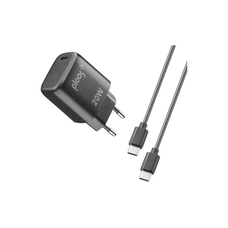caricabatterie 20w usb-c + cavo usb-c nero