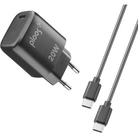caricabatterie 20w usb-c + cavo usb-c nero