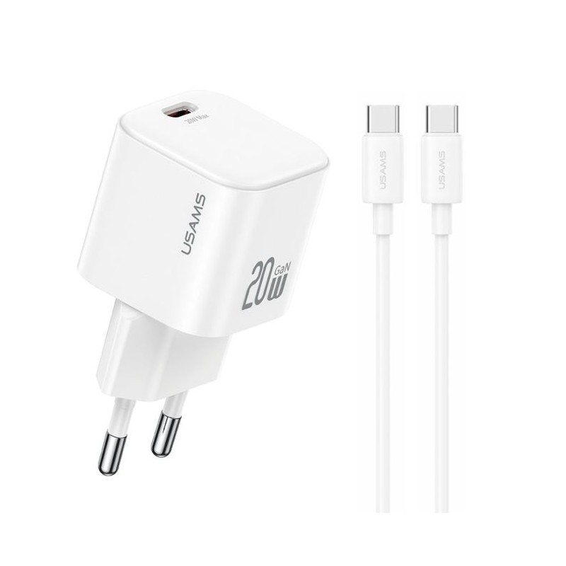caricabatterie 20w usbc + cavo usbc bianco