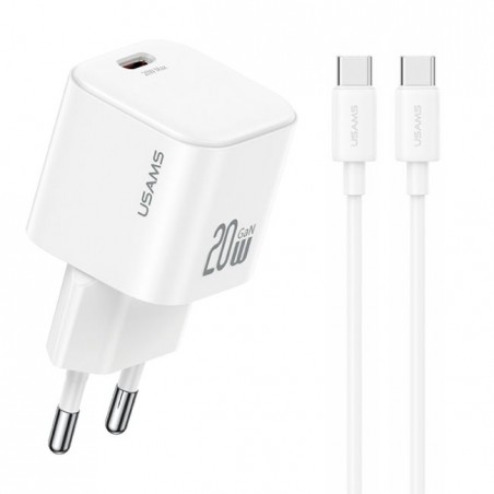 caricabatterie 20w usbc + cavo usbc bianco