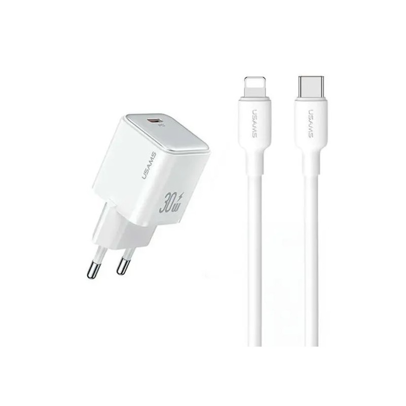 caricabatterie 30w usbc + cavo lightining bianco