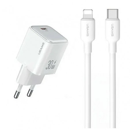 caricabatterie 30w usbc + cavo lightining bianco