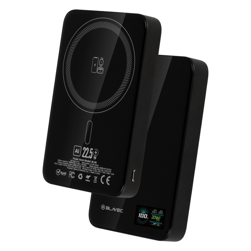 powerbank magsafe 5000 mah fast charge 22,5 watt black con display lcd