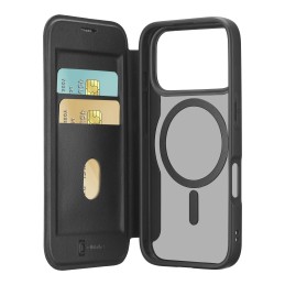 custodia a libro iphone 17 PRO nera con porta carte di credito magsafe