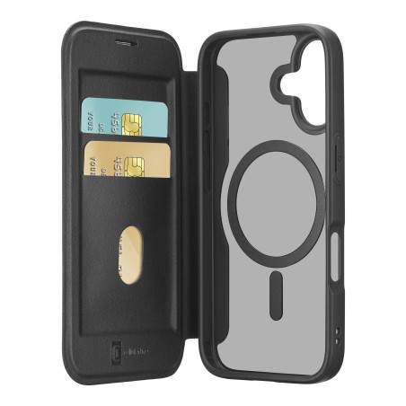custodia a libro iphone 17 nera con porta carte di credito magsafe