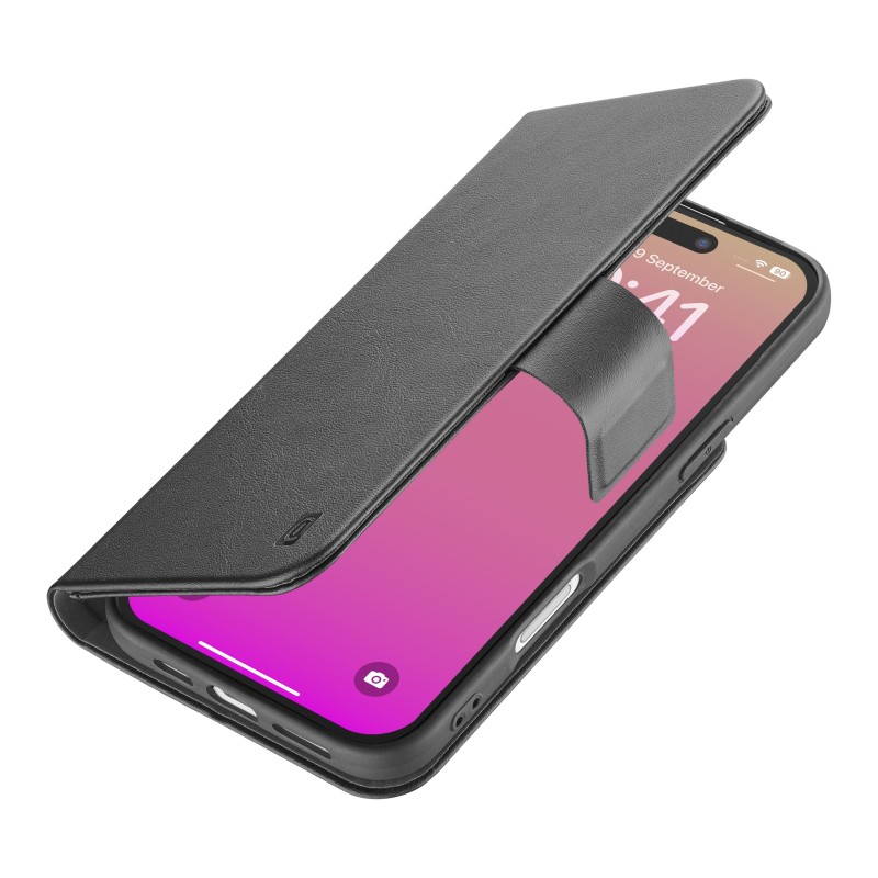 custodia a libro iphone 17 nera con porta carte di credito