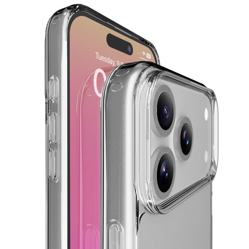 cover iphone 17 PRO trasparente
rigida con bordi in gomma per  un’elevata protezione dello smartphone.