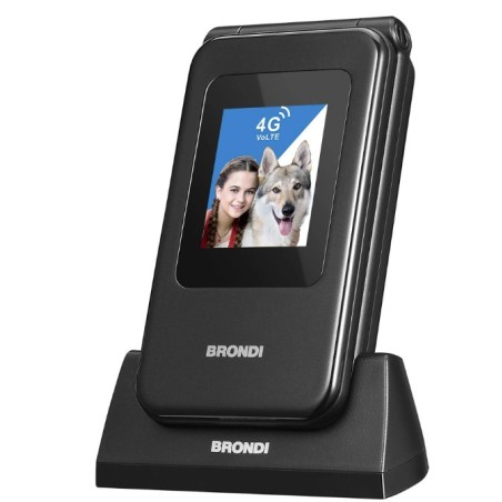 brondi amico super TV telefono con volume amplificato nero display e flip attivo
