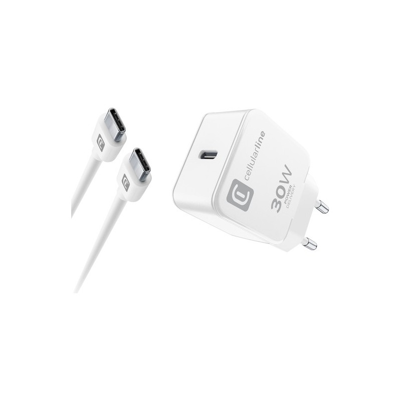 caricabatteria 30w usb-c con cavo bianco