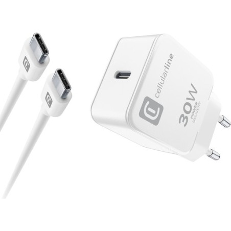 caricabatteria 30w usb-c con cavo bianco