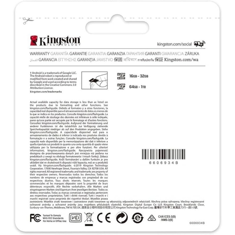 memory card kingstone canvas select micro sd 32 gb classe 10 con adattatore sd