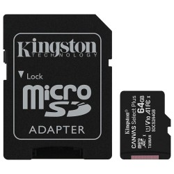 memory card kingstone canvas select micro sd 64 gb  classe 10 con adattatore sd