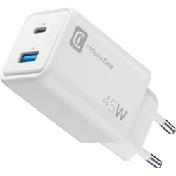 caricabatteria 45w  usbA +  usb-c bianco