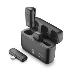 microfono wireless connettore usb-c
plug and play universale 2 microfoni  in confezione